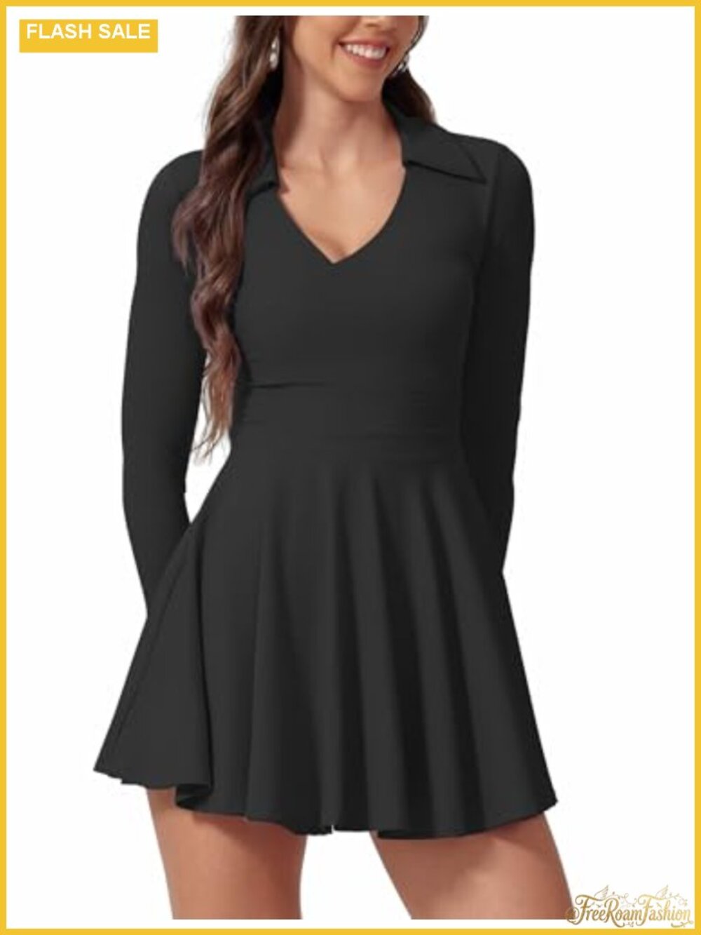 Tennis Dress for Women Long Sleeve Athletic Dress with Built-in Shorts Golf